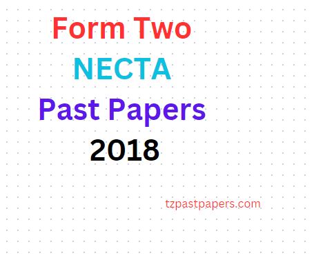 Form Two NECTA Past Papers 2018