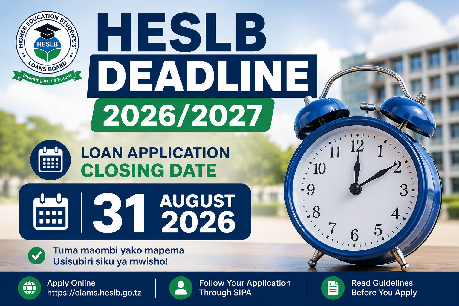 HESLB Deadline 2026/2027 Loan Application Closing Date